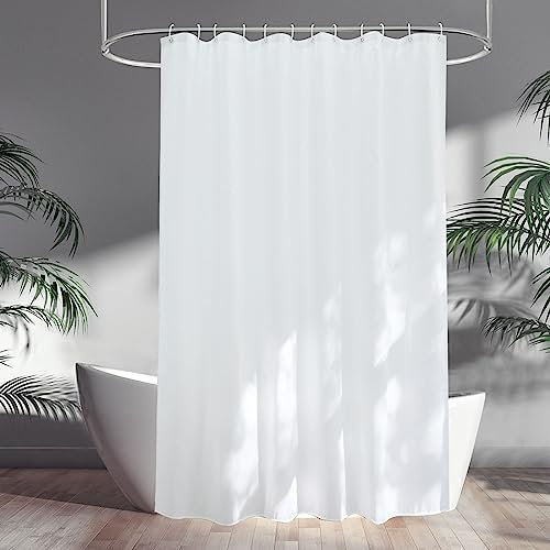 EurCross Rideau de Douche Imperméable Anti-moisissure 180x180 cm, Blanc Tissu Lavable en Machine Rideau Douche pour Salle de Bain ou Baignoire avec 12 Crochets