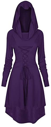 TSIRNK Robe Medievale Femme,Robe Vintage Renaissance Gothique Femme,Costume Halloween Femme (Violet, S)