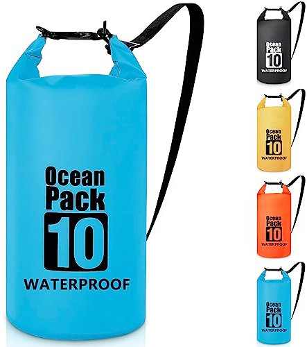 Invool Dry Bag, 5L/10L/20L/30L Waterproof Dry Bag, Dry Sack with Adjustable Shoulder Strap for Hiking, Swimming, Rafting, Surfing, Cycling, Camping, Fishing (Blue)
