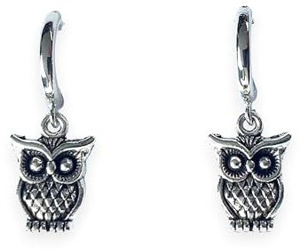 ASTER ALHELÍ - Platinierte Halloween Eule Ohrringe Damen mit Antik Silber Anhänger - Ohrringe Hängend Frauen Perfekt für Geschenk