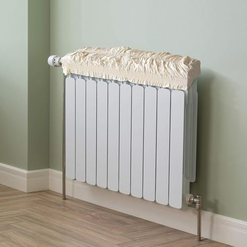 Cache-radiateur élastique en coton beige, extensible de 40 à 80 cm, tissu écru, Génico