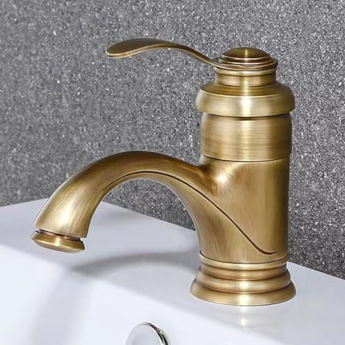 ZYCDP Miscelatore Bagno Lavabo e Bidet Set Vintage Rubinetto Bagno Monocomando Miscelatore Lavabo Lagno Ottone, Antico, Corto