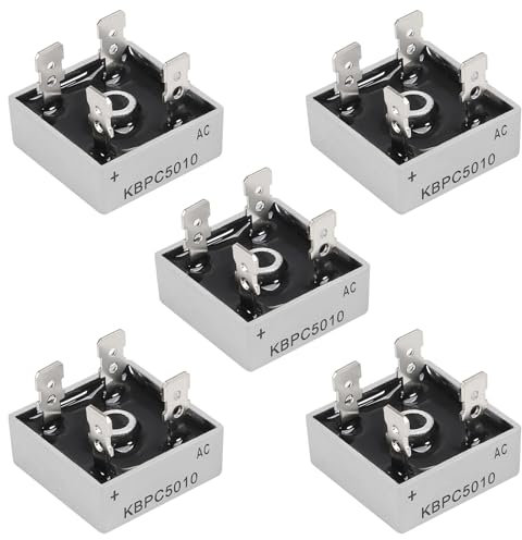 5Pcs KBPC5010 50A 1000V Bridge Rectifier Diode Single Phase Full Wave 50Amp 1000Volt Electronic Silicon Diodes AC to DC Full Bridge Voltage Rectifier Through Hole 4-Pin