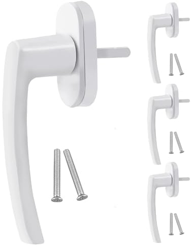 HOMURY 4 maniglie per finestre in alluminio: maniglia per finestra, maniglia di sicurezza, maniglia in alluminio massiccio con 8 viti per finestre, porte del patio e porte del balcone (bianco)