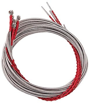 SAFIGLE 5stücke Teiliges Metall Basssaiten Saiter Bass Gitarre Ersatzteile Silber Mit Roter Linie Langlebig Stabiles Vibrieren Und Lang Anhaltender Klang Für Musiker Und Anfänger
