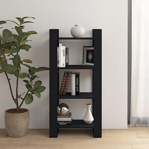 AJSEOYBS BüCherturm Freistehend,BüRo-BüCherregalebüCherregal/Raumteiler Schwarz 60x35x125 cm Massivholzgeeignet FüR Wohnzimmer, Schlafzimmer, Arbeitszimmer, Korridor