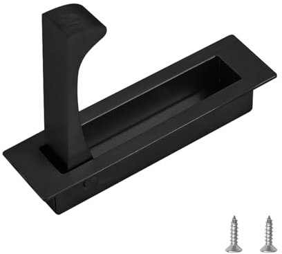 UFURMATE Flush Mount Door Pull, Stainless Steel Pocket Door Handle Brushed Flush Mount Hardware Edge Pull for Closet (Black)