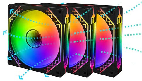 PANO-MOUNTS 120mm Reverse Airflow 5V 3Pin ARGB Addressable Infinity Mirror Fans with 4Pin PWM Control 800-1600RPM Suitable for PC Water Cooling and CPU Cooler Black 3-Pack…