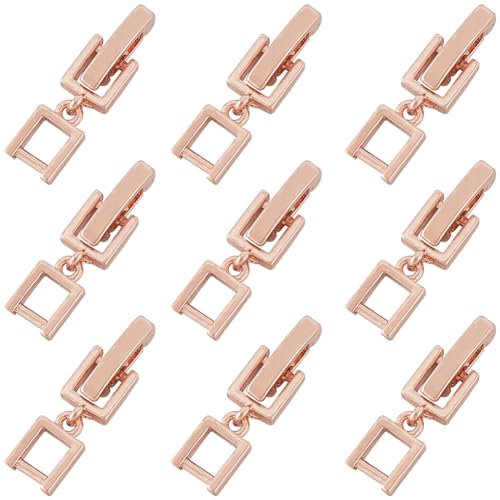 SUNNYCLUE 1 BOX 9PCS 20mm Brass Fold Over Clasps Rose Gold Bracelet Extender Clasp Metal Necklace Extension Clasps Fastener Foldover Clasps for jewellery Making Bracelets Necklaces Women Diy Crafts