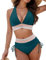 Hicodbek Bikini Damen Set Sexy Badeanzug Bademode Hohe Taille Farbblock Zweiteiliger Kordelzug Badeanzüge Bikinis für Frauen (DE/NL/SE/PL, Alphanumerisch, XL, Regular, Regular, Dunkelgrün)