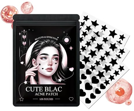 Shefave Pimple Patch Hydrokolloid Pflaster, 268PCS Schwarze Acne Patch, Gesichtspflege Pickel Pflaster, Herz & Stern Absorptions Wasserdicht Pickel Patches, Tag und Nacht