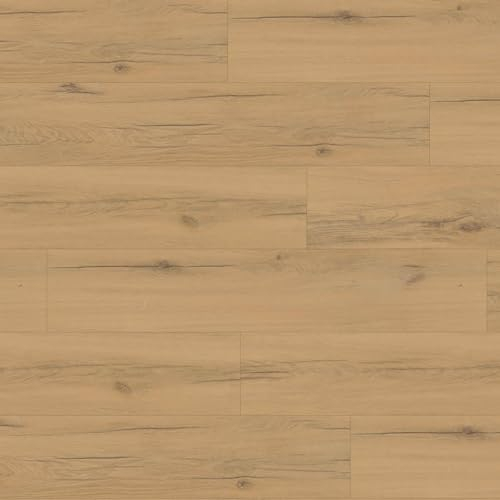 Rigid Vinylboden mit integrierter Trittschalldämmung | Design Bodenbelag 5/0.3 x 225 x 1220 mm Klick Vinyl Holzoptik Eiche Beige | Nutzklasse 23/31 für Privaten und Gewerblichen gebrauch
