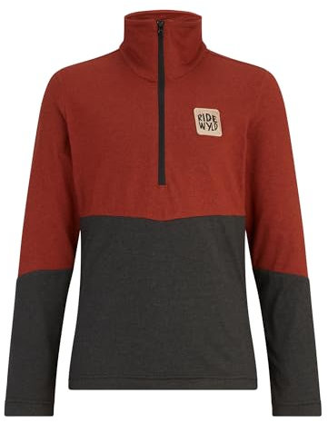 Ziener Kinder JARPS Skipullover, Skirolli, Funktions-Shirt | warm, elastisch, Recycled, Woody Brown, 140
