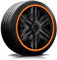 Autoteppich-Stylers RADKAPPEN RADBLENDEN RK21 schwarz/orange für 15 Zoll Stahlfelgen 4 Stück