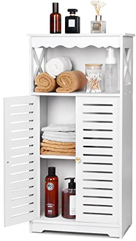 Bathroom Storage Cabinets,White Floor Free Standing Cabinet,Home Waterproof Storage Furniture for Bedroom Kitchen Hallway,Cupboard Unit with Daily use Layer,75x24x34cm.
