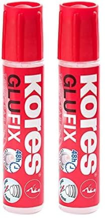 Kores - Glufix: Colla Liquida Trasparente, Anti-Goccia, Non Tossica e Ideale per Lavori a Casa e in Ufficio, Confezione da 2 x 30 ml