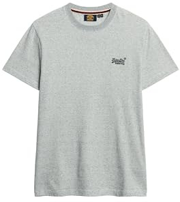Superdry Herren Essential T-Shirt aus Bio-Baumwolle mit Logo Hellgrau Gesprenkelt Feeder XXL