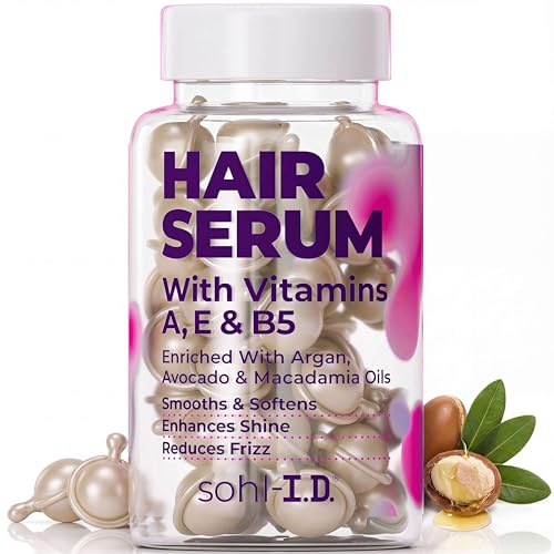 sohl-I.D. Hair Serum for Frizzy Hair, Treatment for Dry & Damaged Strands, Suitable for Curly Hair, Enhances Shine, Moisturizer for Silky Smooth Locks, Non-Greasy Formula - 40 capsules