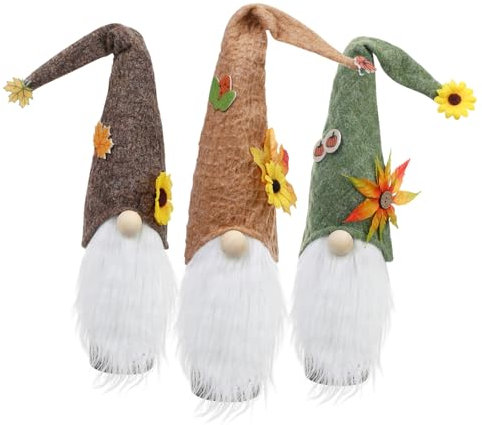 KOMBIUDA 3pièces Housses De Bouteille De Vin pour Thanksgiving Gnomes Automne Faits Main Décorations De Bouteilles pour Ambiance Festive