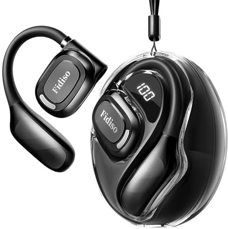 Fidiso Over The Ear Earbuds, 5.4 Bluetooth Earbuds Sport with LED Display,30-40H Wireless Bluetooth Open Ear Earbuds Workout with Earhooks, Ultra-Comfort, Snug Fit, Powerful Sound, Clear Calls