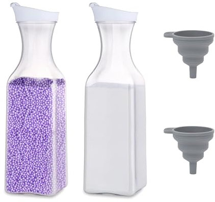 HXSYKJDM 2PCS Washing Powder Storage, 1.5L Detergent Dispenser with 2 Funnel, Laundry Detergent Storage, PET Plastics Storage for Washing Powder Laundry Bead Detergent