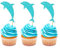 Blumomon 24 Stück Ocean Glitter Delphin Cupcake Toppers Baby Shower Dekorationen Boy Geburtstagstorte Supplies