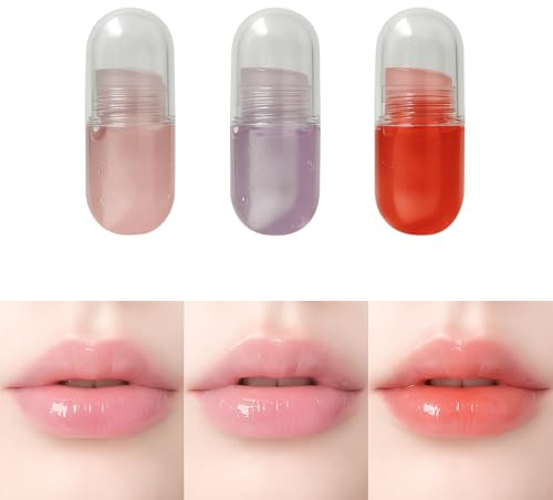 TELAIN 3-teiliges Lipgloss-Öl-Set, Lipgloss-Set mit Fruchtgeschmack, süßes Lip Jelly, feuchtigkeitsspendendes Lippen-Make-up für Kinder und Jugendliche, kinderfreundlich