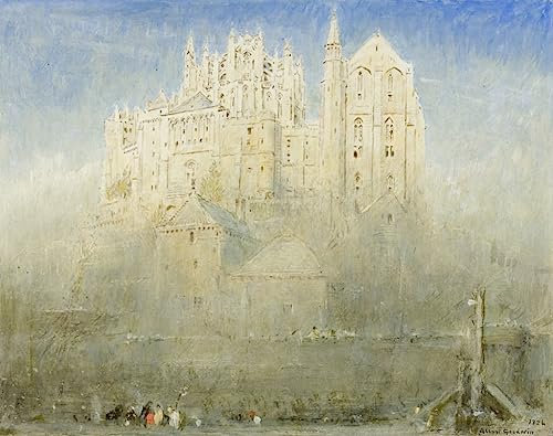 ARTXLXXBN Bekannt Gemälde Fotodruck Malerei Poster Mont St. Michael Normandie von Albert Goodwin Modem-Grafik für Wohnzimmerdekoration 60x90cm