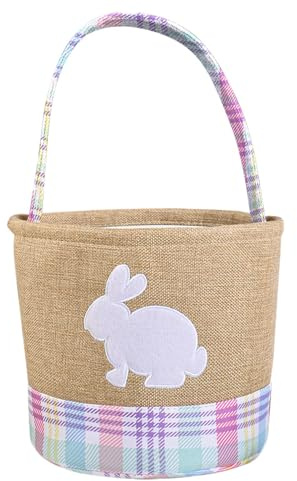 Osterkorb mit Griff, Osterkorb E-Vakuum Einzigartig Für Den Osterkorb Für Jungen, Organizer Tasche Für Kinder Für Kinder, Verziert Mit Bestickten Häschen, Ostern Ist Ein Ces