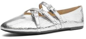 Michael Kors Women's Indy Flex Ballet Flat, Silver, 7.5 UK