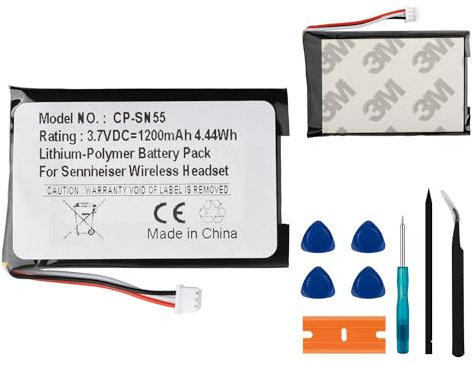 E-yiiviil Ersatzakku AHB413645PCT CP-SN55 3.7V 650mAh Battery Kompatibel mit Sennheiser PXC 550 PXC550 Bluetooth-Headset-Akku Akku für drahtloses Headset with Tools