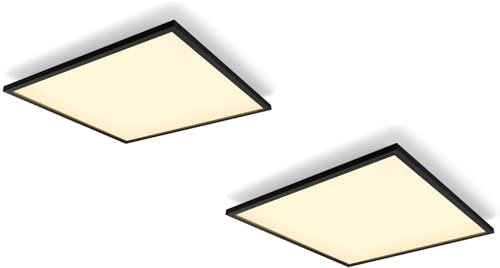 Philips Hue White Ambience Aurelle Panelleuchte 2er Pack, schwarz inkl. Dimmschalter, 60x60cm, alle Weißschattierungen, steuerbar via App, kompatibel mit Amazon Alexa (Echo, Echo Dot)