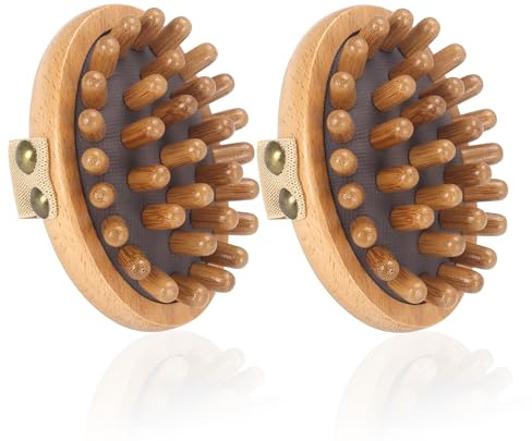 DEBETOOL Holztherapie-Massagewerkzeuge – 2er-Pack Holzmassage-Körperbürste für Cellulite, Lymphatie, Drainage, natürliches Cellulite-Massagegerät aus Holz für Muskelschmerzlinderung und Körperformung