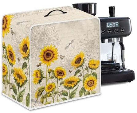 Jndtueit Vintage Dragonfly Gold Sunflower Print Dustproof Cover Machine Maker Dust Stand Mixer Covers for Kitchen Appliances Size L