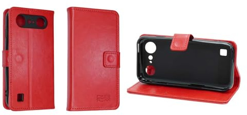 caseroxx Bookstyle-Case für Doro Aurora A10 / A11, rot | Aufklappbare Buch-Schutzhülle mit Innenfächern und Rundumschutz für den Alltag, aus Kunstleder
