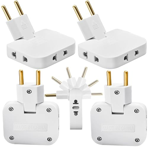 LEZED 2 x Prise Électrique Multiprise, Plates Murales à 4 Prises Avec Tête Rotative à 180°, Eu-Us Multiprise Plate, Prise Multiple 16A/250 Avec 3 Prisesv, Pour La Maison, Le Bureau, Les Voyages