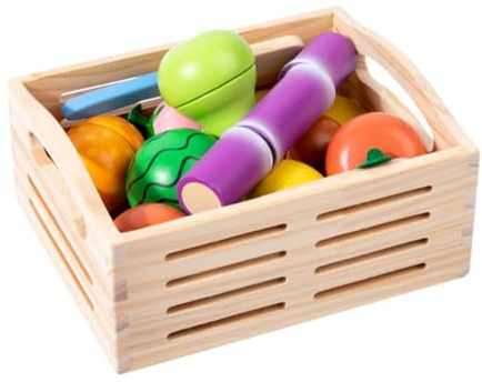 Amagogo Holzspielzeug für die Kinderküche, Obstschneidespielzeug für Kleinkinder, Geschenk für Jungen und Mädchen zum Vortäuschen von Früchten, Lernspielzeug