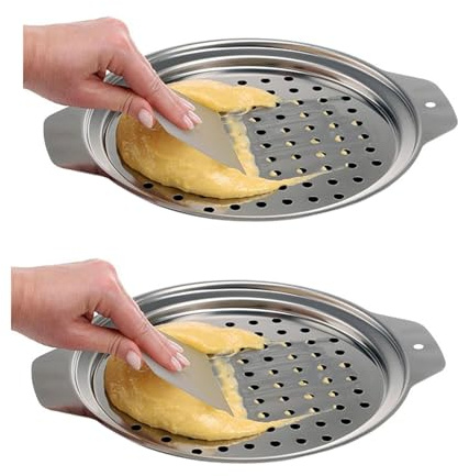 Qezodsx 2X Stainless Steel Spaetzle Maker Lid with Scraper Traditional German Egg Noodle Maker Pan Pot Spaghetti Strainer