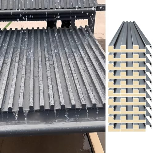 Wasserdichte Welldachplatten, 3 x 4,6 m lange Seitenteile, Metall-Windschutz für Pergola, Garage, Schuppen, Outdoor-Dacheindeckung, 10 Stück (L 1,9 m x 1,9 m)