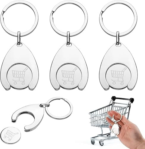 Trolley Token,Stainless Trolley Coin UK,Removable Supermarket Keyrings | Shopping Trolley Token, Trolley Token UK ,Trolley Token Keyrings for Shopping Trolleys &Lockers, Durable, Compact, Practical