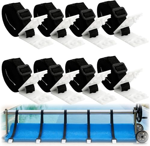 8 Pièces Fixation pour bâche Solaire de Piscine, Roues de Parasol Sangles | Serrage de Couverture de Piscine,Haute Qualité et Durabilité,Installation Facile, pour Enrouleurs Mobiles pour Bâches