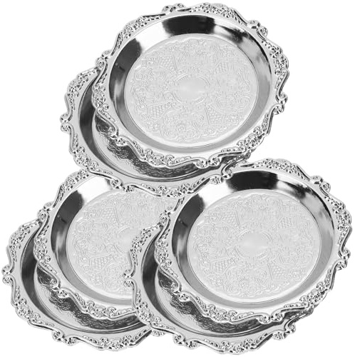 TOPPERFUN Plateaux de Collation Vintage en Métal 6 Pièces pour Fruits Secs et Snacks, Assiettes Décoratives 4 Pouces Adaptées aux Fêtes et Rassemblements