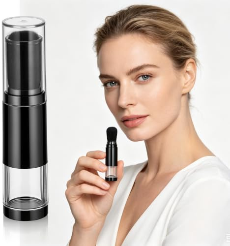 Holibanna Pinceau à Poudre Fixatrice Portable avec Réservoir Rechargeable en Plastique Noir, Brosse à Blush pour Poudre, Outil Pratique pour Maquillage de Voyage