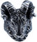 HIJONES Herren Edelstahl Vintage Silber Ton Schwarz Ziegenhorn Gothic Biker Ring Tierkopf Größe 57
