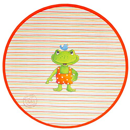 Spiegelburg Garden Oskar der Frosch - Kinderteppich Ø100 cm Rund Farbe Weiss, Öko-Tex zertifiziert für Kinderzimmer und Babyzimmer, freundliche Bildmotive