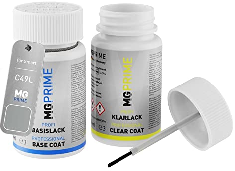 MG PRIME Autolack Lackstift Set für Smart C49L / EB2 Tridion Silber Metallic Basislack Klarlack je 50ml