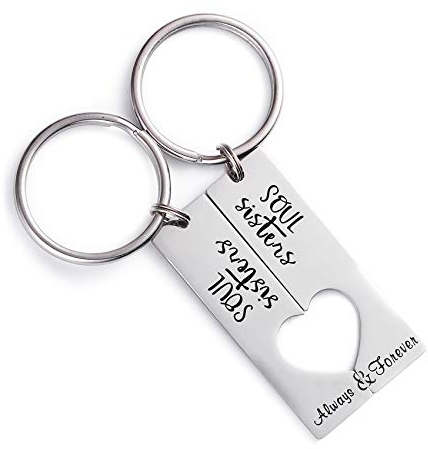 LParkin Soul Sister Schlüsselanhänger für 2 Always & Forever Sister Schlüsselanhänger Schmuck für Frauen Schwester Geschenk Beste Freunde Schlüsselanhänger Set