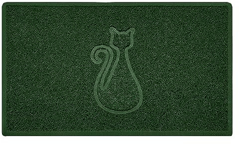 Nicoman CAT Embossed Shape Door Mat Dirt-Trapper Washable Barrier Doormat-(Use Indoor or Sheltered Outdoor)-(75x44cm/29.5x17.3inches,Medium) Green