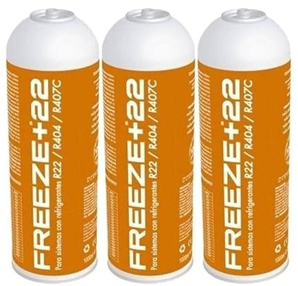 REPORSHOP - 3 Botellas Gas Refrigerante Freeze +22 400Gr Organico Sustituto R22, R404, R407C