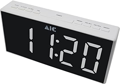 AIC Küchenradio Digital mit großem Display, Küchenuhr, FM-Radio, Wecker, Digital Dual Alarm Clock, dimmbares LED-Display in 5 Stufen, kein Ticken, weiß
